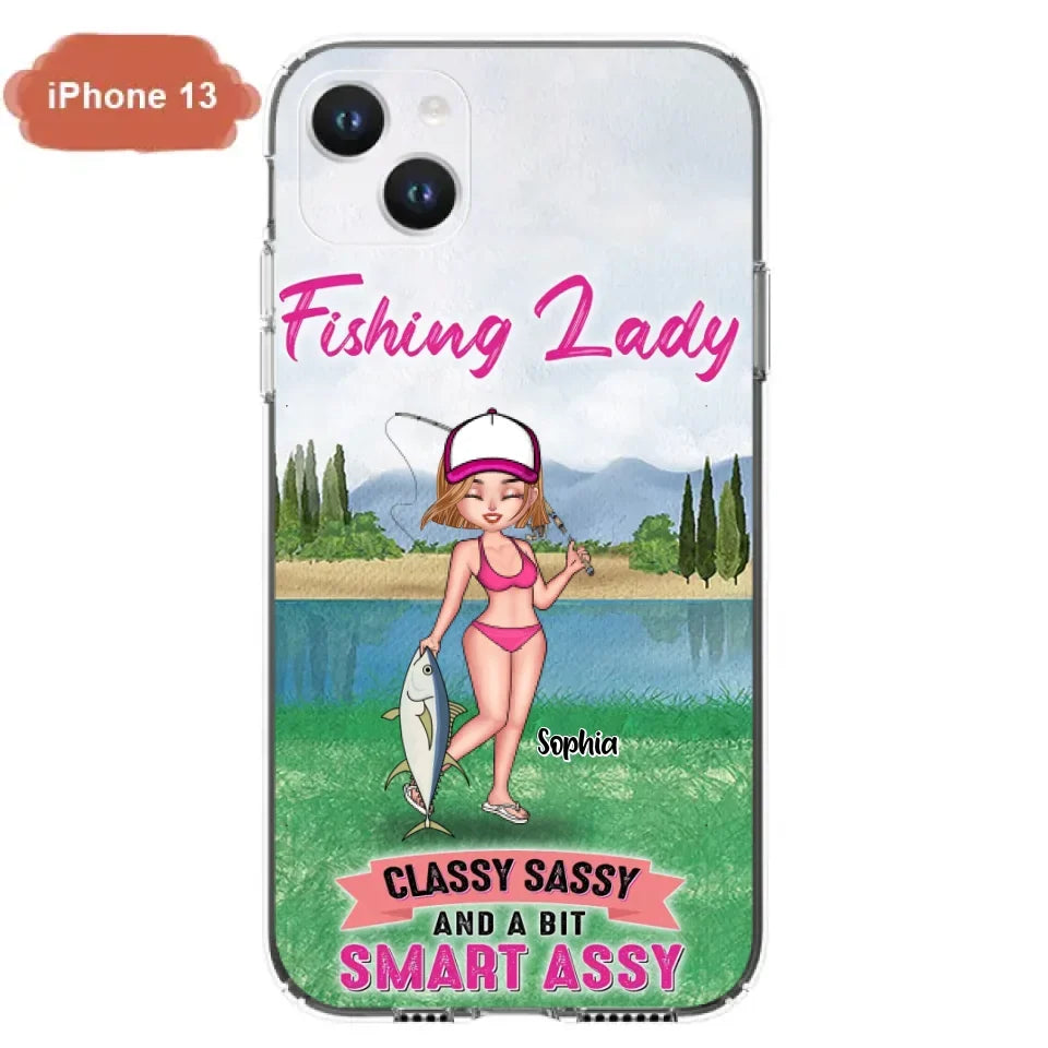 Custom Personalized Fishing Girl Phone Case - Gift Idea For Fishing Lovers - Fishing Lady, Classy Sassy And A Bit Smart Assy - Cases For iPhone & Samsung