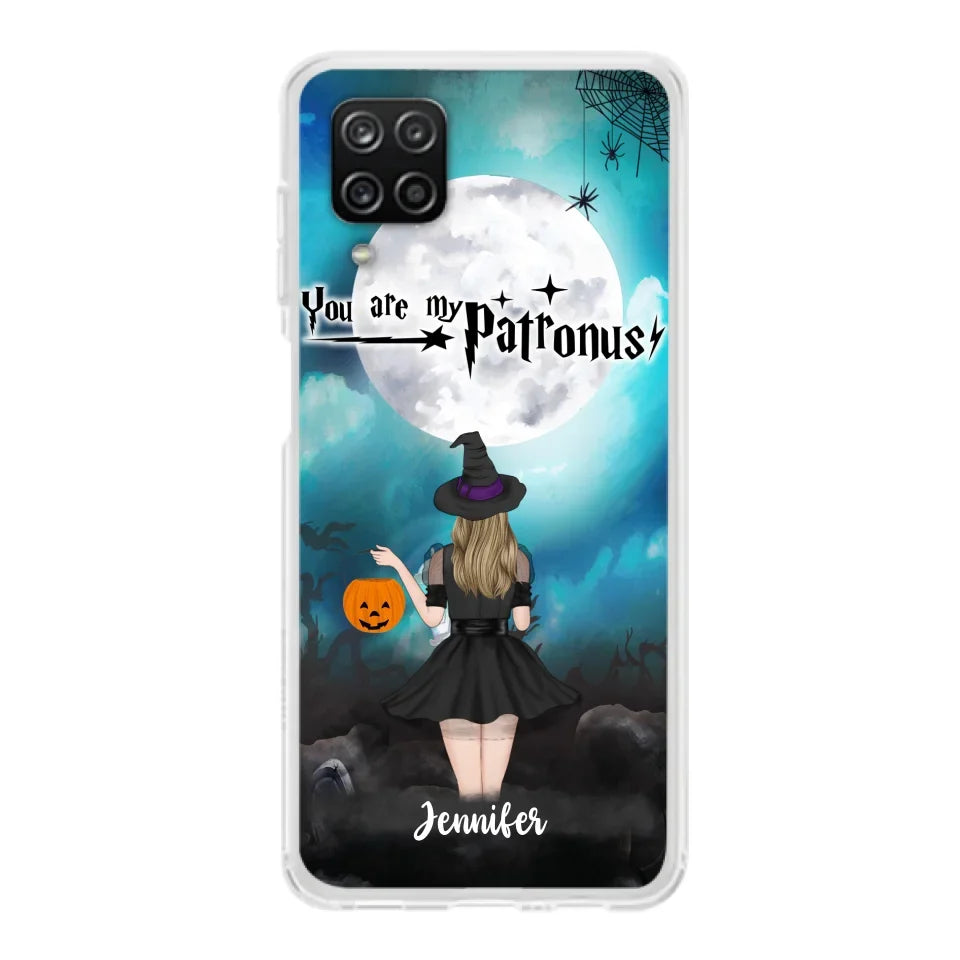 Custom Personalized Halloween Phone Case - Up to 3 Girls and 2 Cats - You Are My Patronus - Wiccan Decor/Pagan Decor