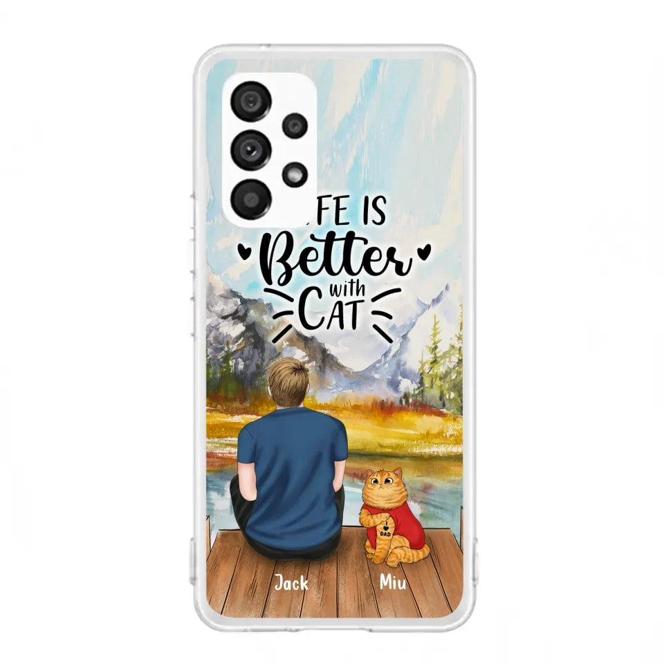 Custom Personalized Cat Dad Phone Case - Gifts For Cat Lovers With Upto 3 Cats - Best Cat Dad Ever - I Love Dad - Case For iPhone, Samsung And Xiaomi