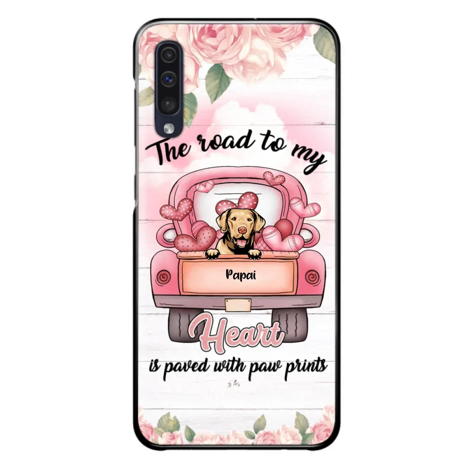 Custom Personalized Dog Phone Case - Best Gifts For Dog Lovers With Upto 5 Dogs - The Road To My Heart Is Paved With Paw Prints