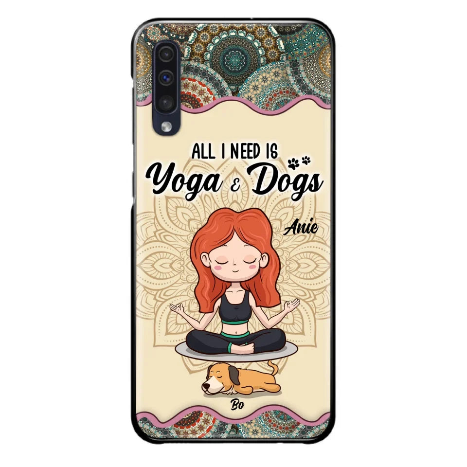 Custom Personalized Yoga Woman & Dog Phone Case - Upto 3 Dogs - Gifts For Yoga/ Dog Lovers - All I Need Is Yoga And Dogs - Case For iPhone, Samsung And Xiaomi- 606HWH