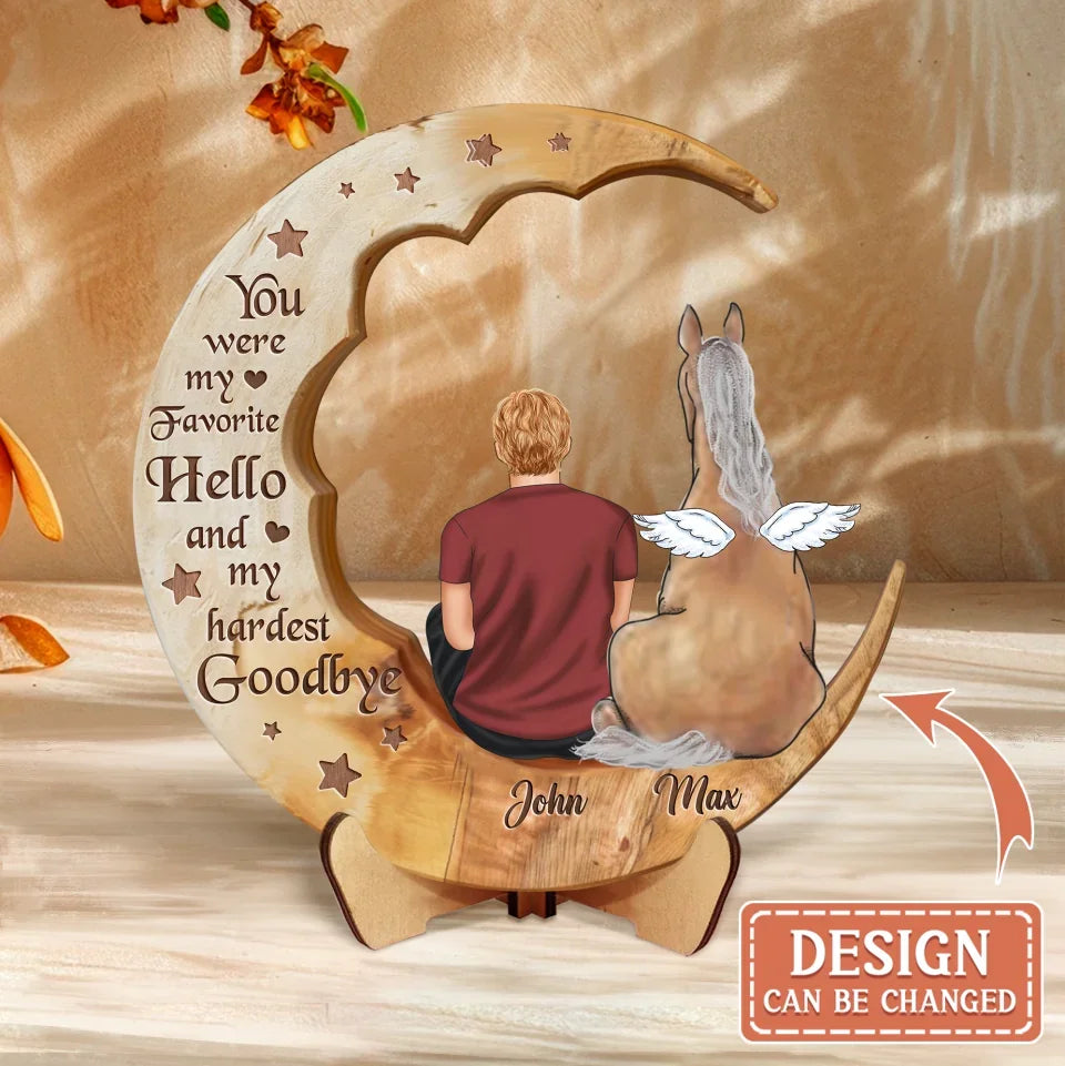 Personalized Memorial Horse Moon Wooden Art - Memorial Gift Idea For Horse Lover - You Left Hoof Prints On My Heart