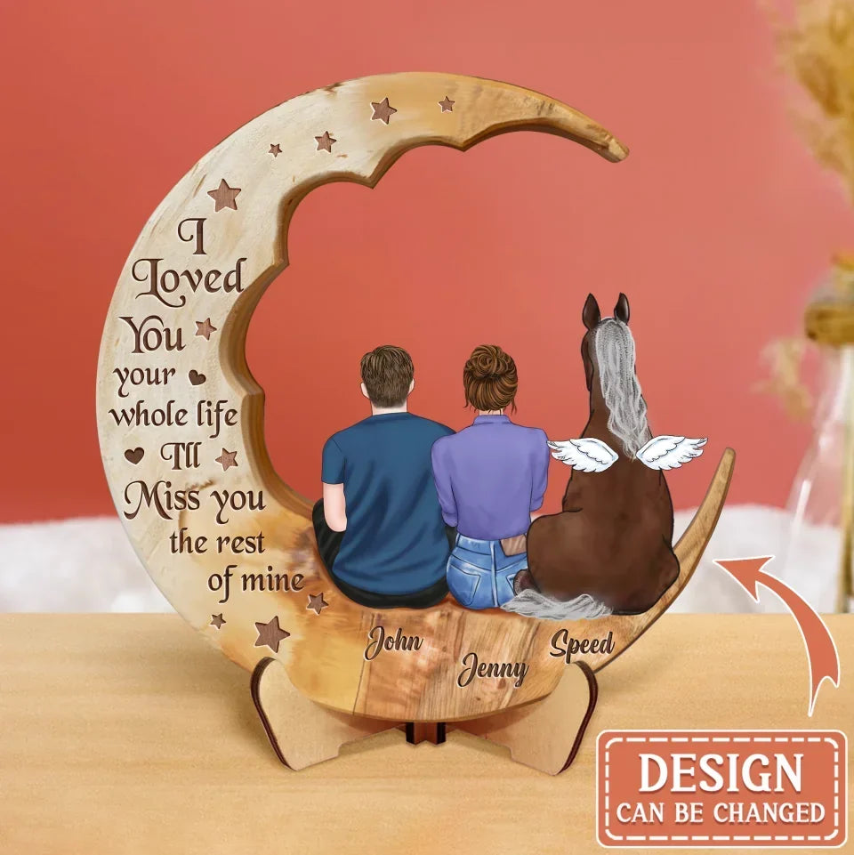 Personalized Memorial Horse Moon Wooden Art - Memorial Gift Idea For Horse Lover - You Left Hoof Prints On My Heart