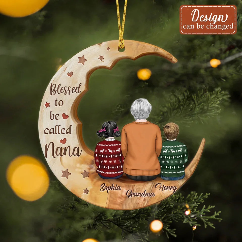 Personalized Grandma Wooden Ornament - Christmas Gift Idea For Grandma - Up to 3 Kids - Blessed To Be Called Nana