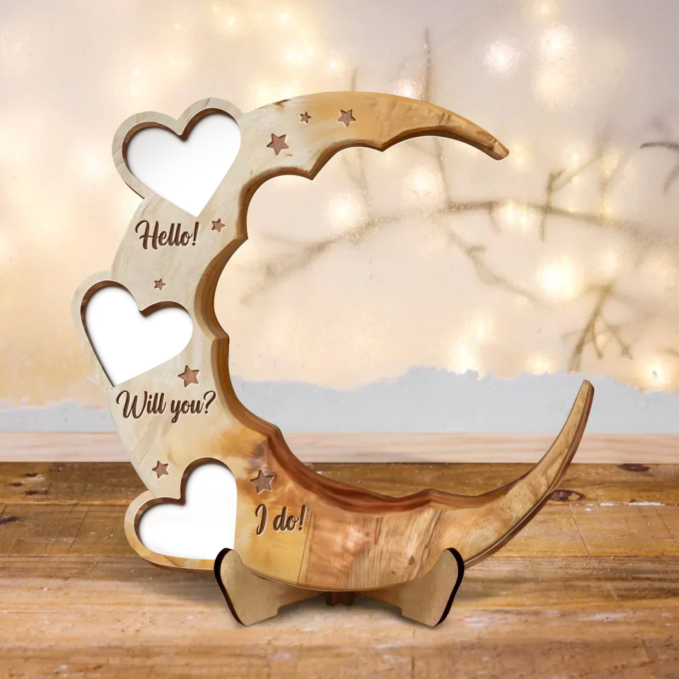 Personalized Wedding Couple 2 Layered Wooden Art - Anniversary Gift Idea Couple - Hello Will You I Do
