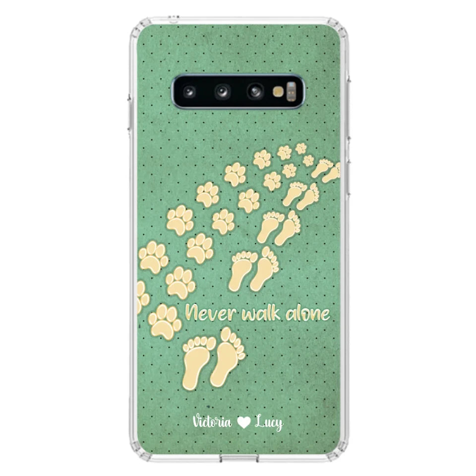 Personalized Dogs's Paws Phone Case - Best Gift Idea For Dog Lovers With Up to 3 Dogs's Paws - Never Walk ALone - Case For iPhone, Samsung And Xiaomi