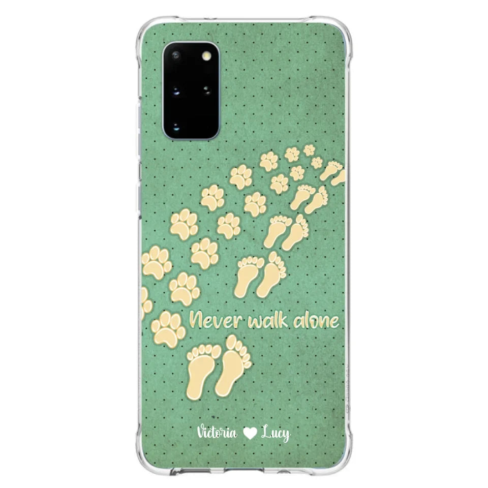 Personalized Dogs's Paws Phone Case - Best Gift Idea For Dog Lovers With Up to 3 Dogs's Paws - Never Walk ALone - Case For iPhone, Samsung And Xiaomi