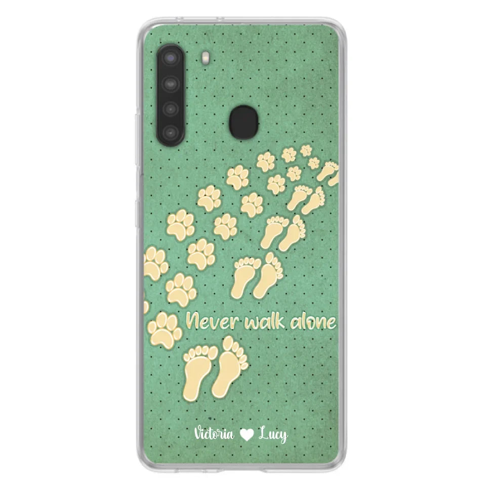 Personalized Dogs's Paws Phone Case - Best Gift Idea For Dog Lovers With Up to 3 Dogs's Paws - Never Walk ALone - Case For iPhone, Samsung And Xiaomi