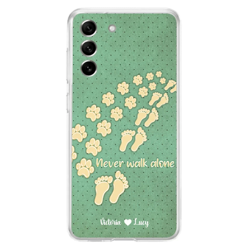 Personalized Dogs's Paws Phone Case - Best Gift Idea For Dog Lovers With Up to 3 Dogs's Paws - Never Walk ALone - Case For iPhone, Samsung And Xiaomi