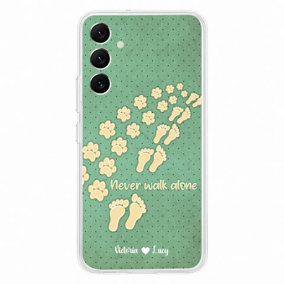 Personalized Dogs's Paws Phone Case - Best Gift Idea For Dog Lovers With Up to 3 Dogs's Paws - Never Walk ALone - Case For iPhone, Samsung And Xiaomi