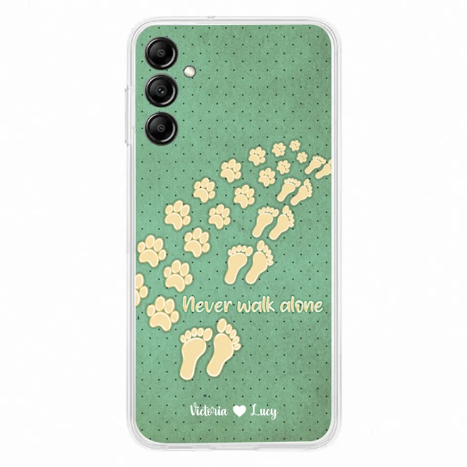 Personalized Dogs's Paws Phone Case - Best Gift Idea For Dog Lovers With Up to 3 Dogs's Paws - Never Walk ALone - Case For iPhone, Samsung And Xiaomi