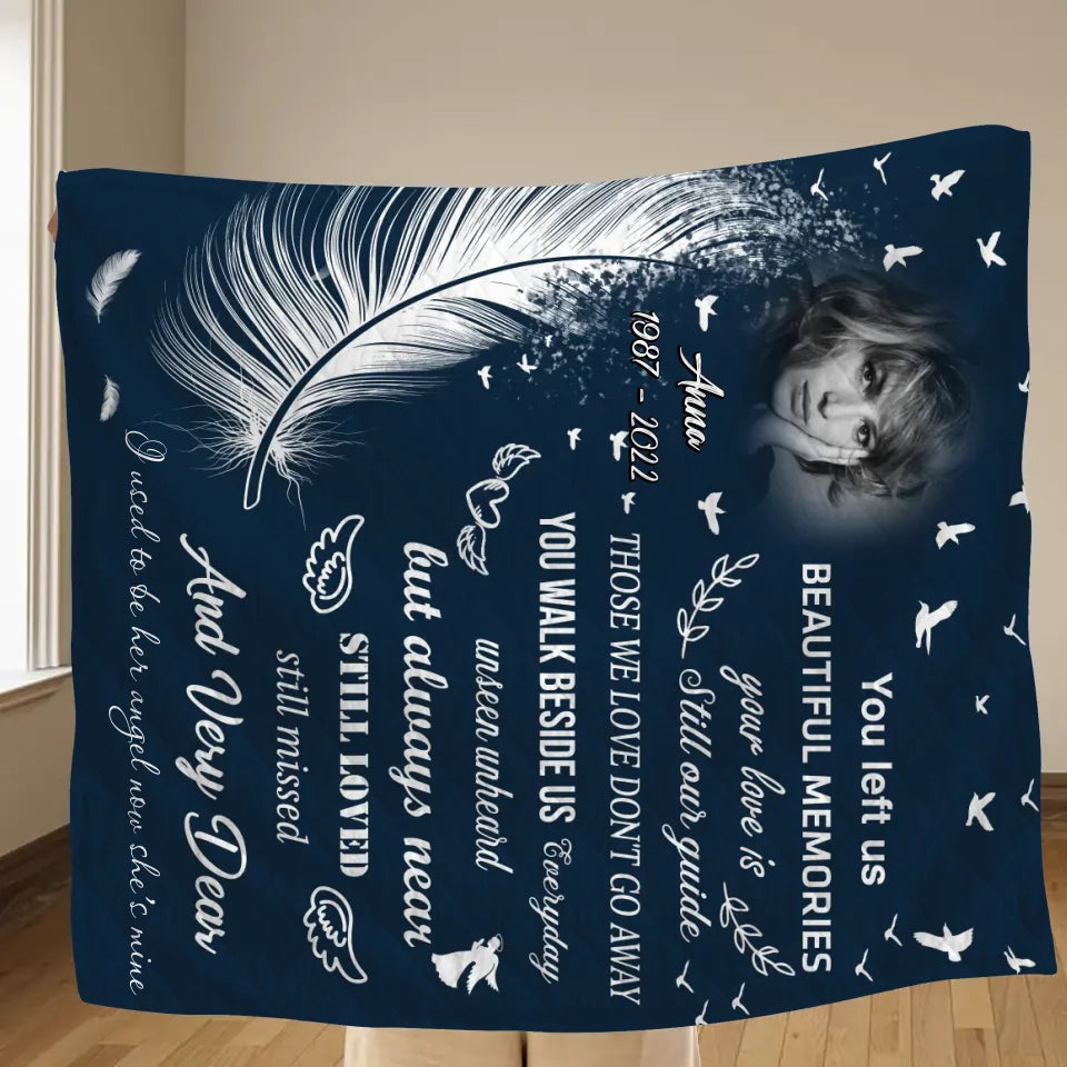 Personalized Memorial Quilt/Fleece Throw Blanket - Upload Photo - Memorial Gift Idea