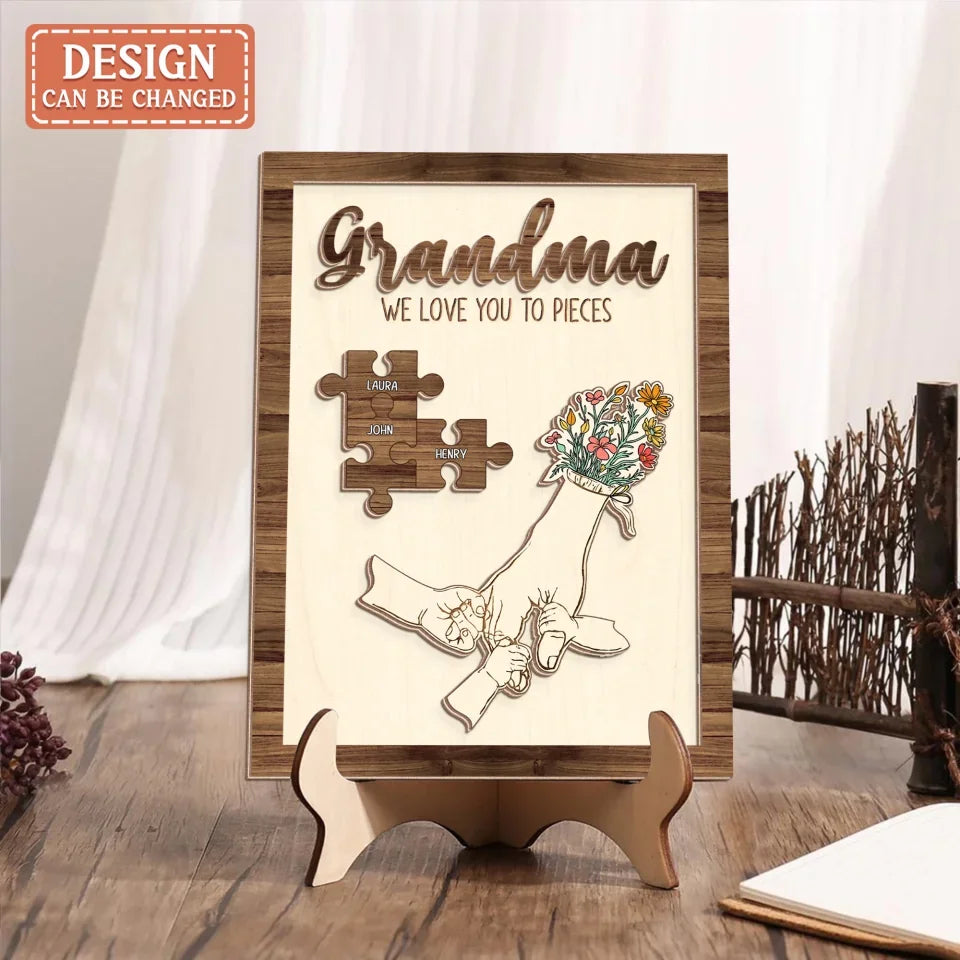 Personalized Grandma 2 Layered Wooden Art - Gift Idea For Grandma - We Love You To Pieces