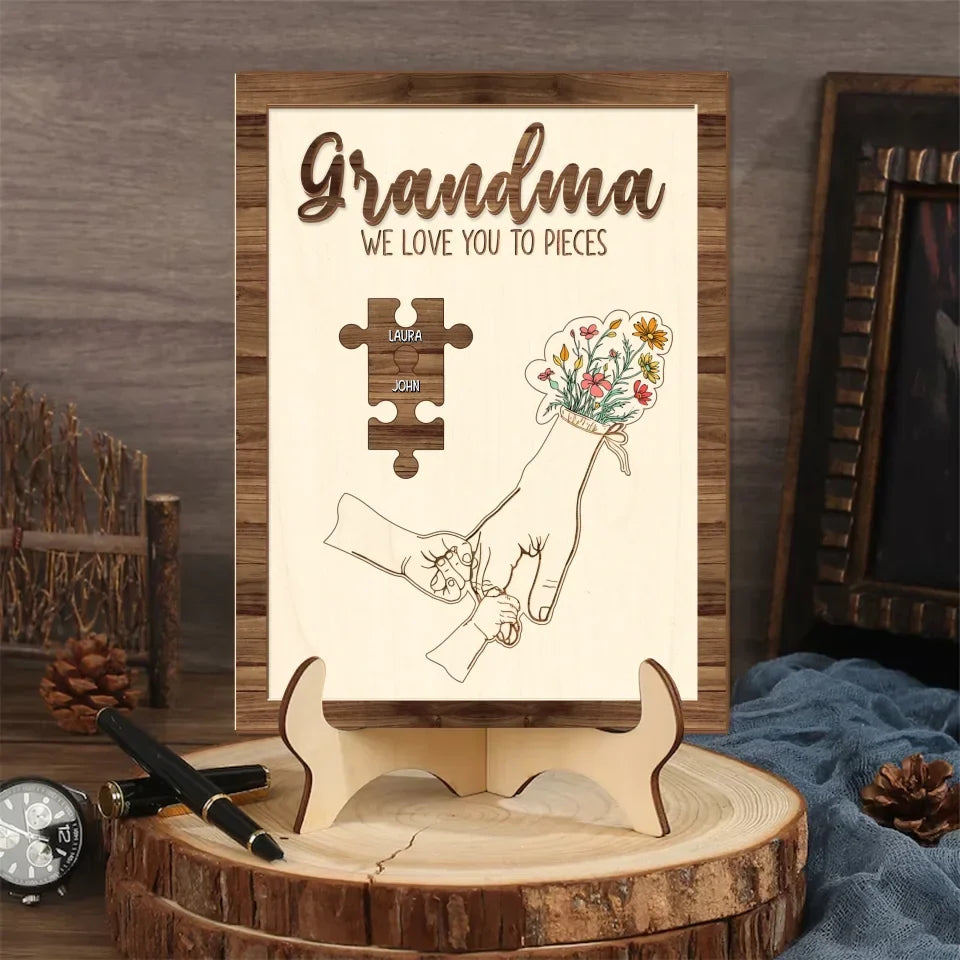 Personalized Grandma 2 Layered Wooden Art - Gift Idea For Grandma - We Love You To Pieces