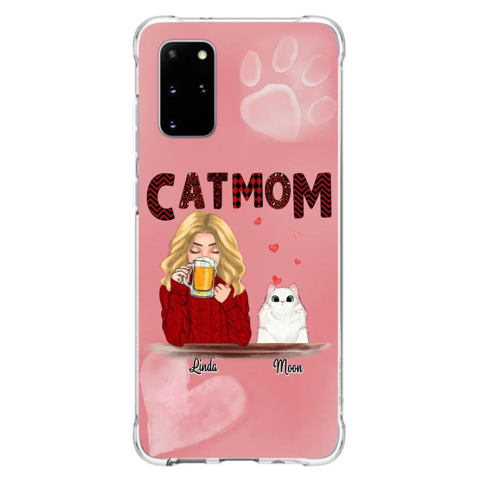 Custom Personalized Pet Mom Phone Case - Pet Mom With Beer And Upto 4 Pets - Case For iPhone, Samsung and Xiaomi