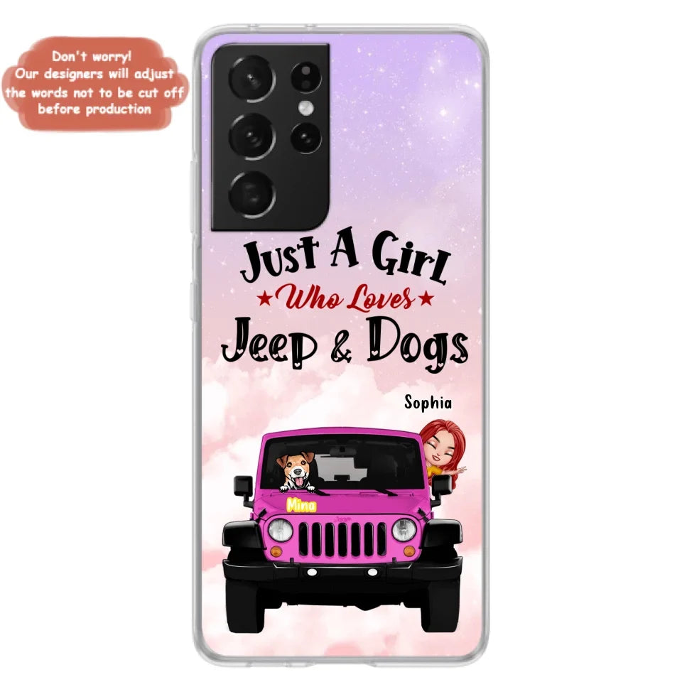Custom Personalized Dog Mom & Off-road Phone Case- Up to 5 Dogs - Best Gift For Dog Lovers/Mother's Day - Just A Girl - Cases For iPhone And Samsung