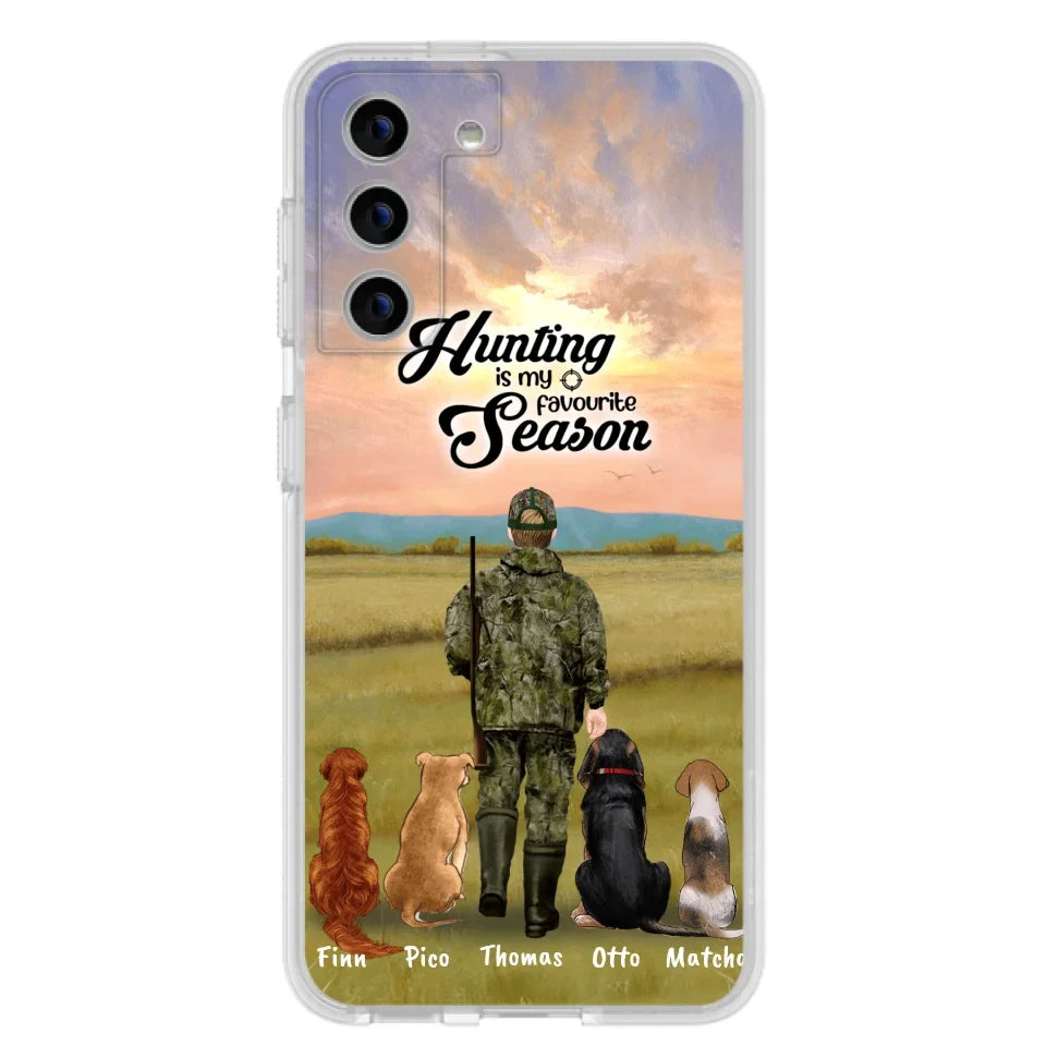 Personalized Hunting Phone Case - Man/Woman With Upto 4 Dogs - Phone Case For iPhone And Samsung - 4168OK