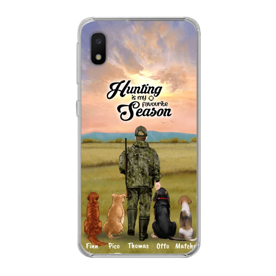 Personalized Hunting Phone Case - Man/Woman With Upto 4 Dogs - Phone Case For iPhone And Samsung - 4168OK