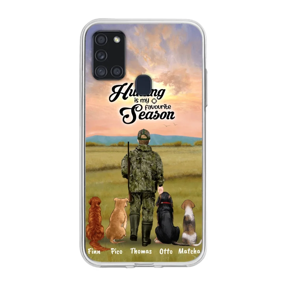 Personalized Hunting Phone Case - Man/Woman With Upto 4 Dogs - Phone Case For iPhone And Samsung - 4168OK