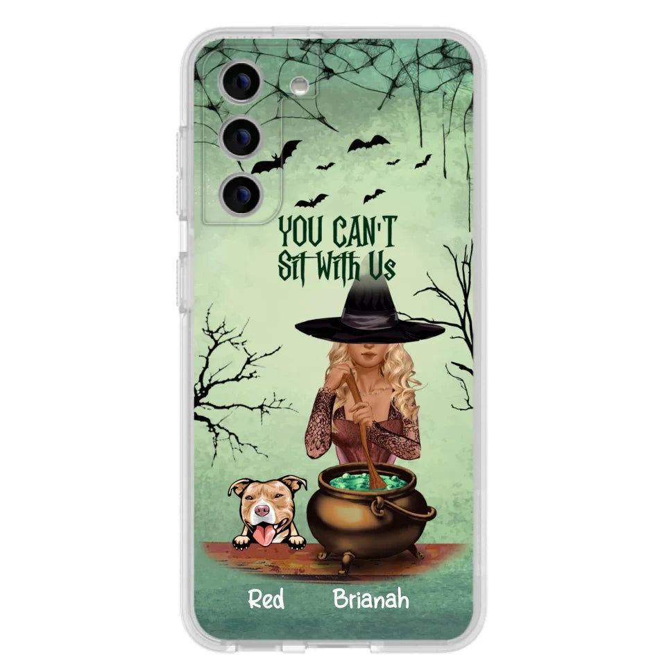 Custom Personalized Dog And Witch Phone Case - Upto 4 Dogs - You Can't Sit With Us -  Phone Case For iPhone and Samsung