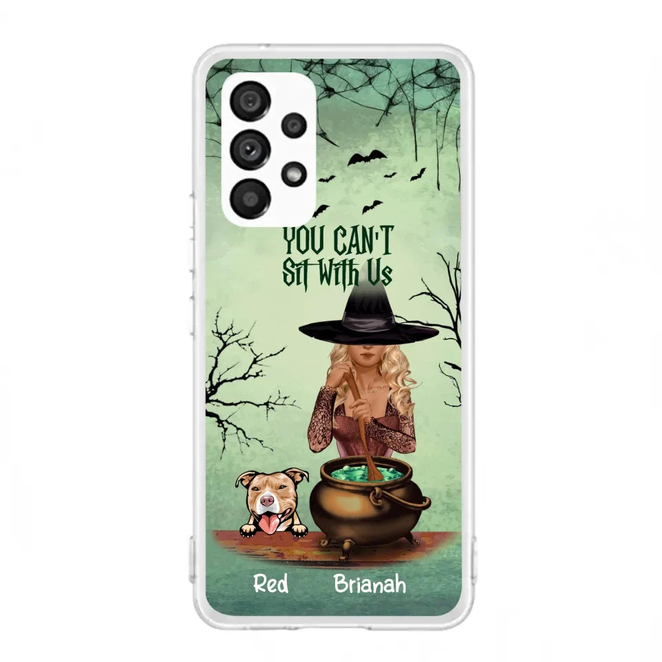Custom Personalized Dog And Witch Phone Case - Upto 4 Dogs - You Can't Sit With Us -  Phone Case For iPhone and Samsung
