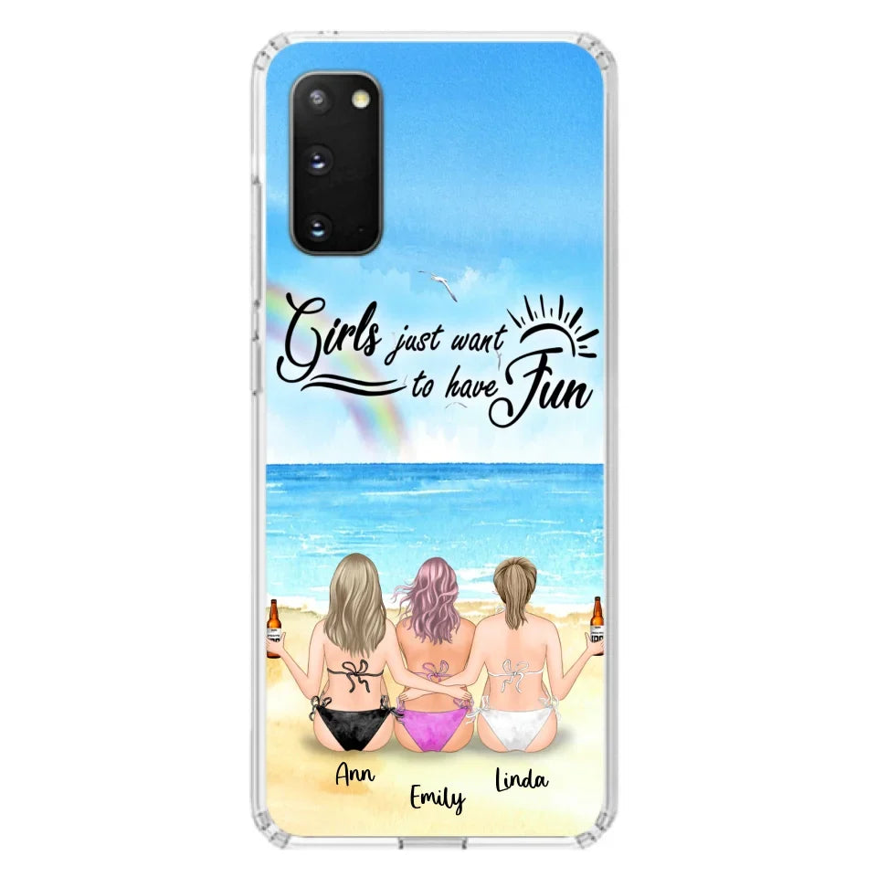 Personalized Best Friends Phone Case - Upto 3 Besties - Girls Just Want To Have Fun