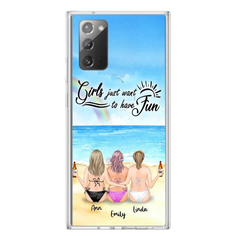 Personalized Best Friends Phone Case - Upto 3 Besties - Girls Just Want To Have Fun
