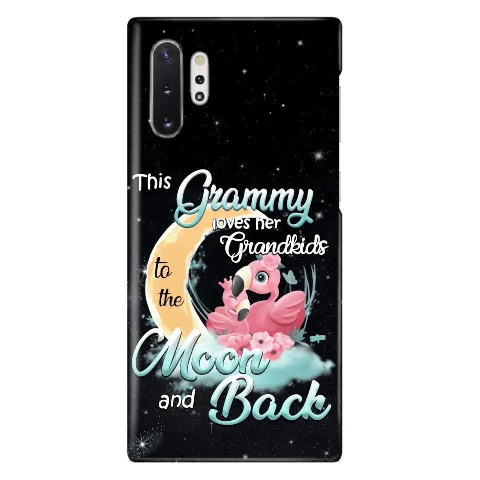 Custom Personalized Grandma Flamingo Phone Case - This Grammy Loves Her Grandkids To The Moon And Back - For iPhone And Samsung Phone Case - HWDFYR