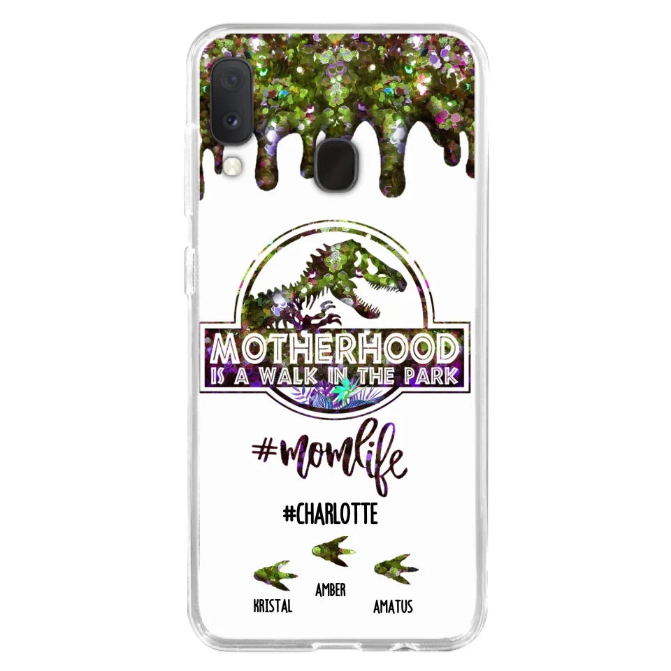 Custom Personalized Mama Dinosaur Phone Case - Best Gift For Mothers - Motherhood Is A Walk In The Park - Phone Case For iPhone And Samsung - 2QCGS1