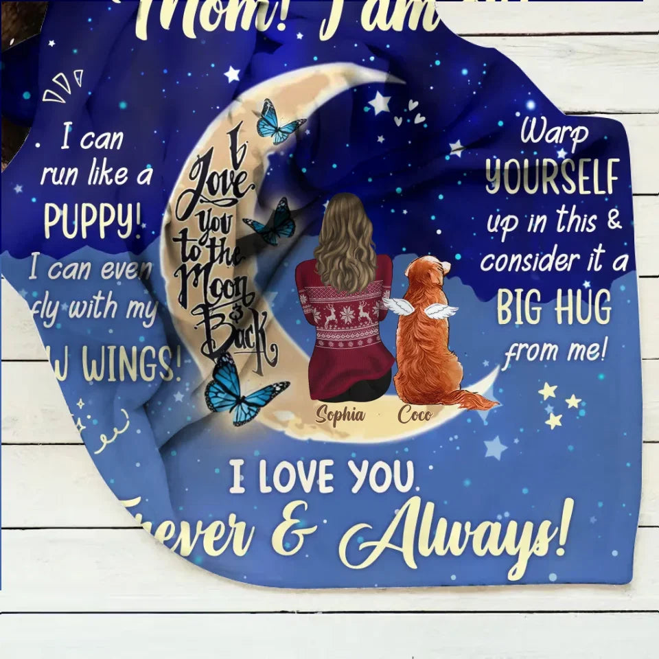 Personalized Memorial Dog Quilt/Fleece Throw Blanket - Up to 3 Dogs - Memorial Gift Idea For Dog Mom - Don't Cry For Me Mom! I Am Ok!