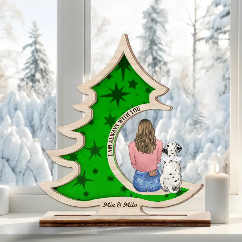 Personalized Memorial Dog Xmas Tree Wooden Plaque - Memorial Gift Idea For Christmas - I'm Always With You