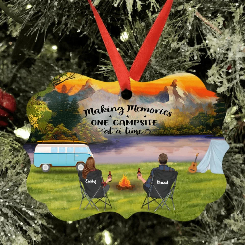 Personalized Camping Ornament - Couple/Parents With Up to 6 Kids, 6 Pets - Making Memories One Campsite At A Time - Full Option - Q3VZTZ