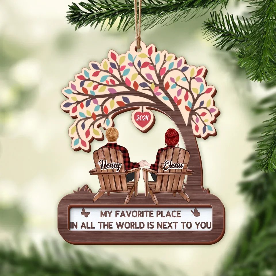Personalized Couple 2 Layered Wooden Ornament - Gift Idea For Couple/Him And Her - I Want To Grow Old With You