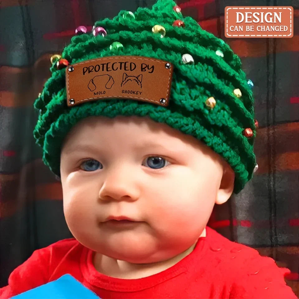 Personalized Crochet Christmas Tree Hat - Christmas Gift For Kids - Protected By Dogs