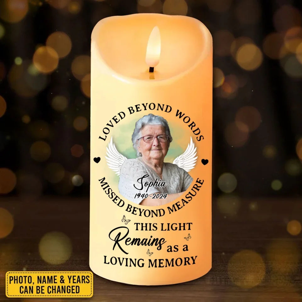 Personalized Memorial Led Candle - Upload Photo - Memorial Gift Idea For Family Member - This Light Remains As A Loving Memory