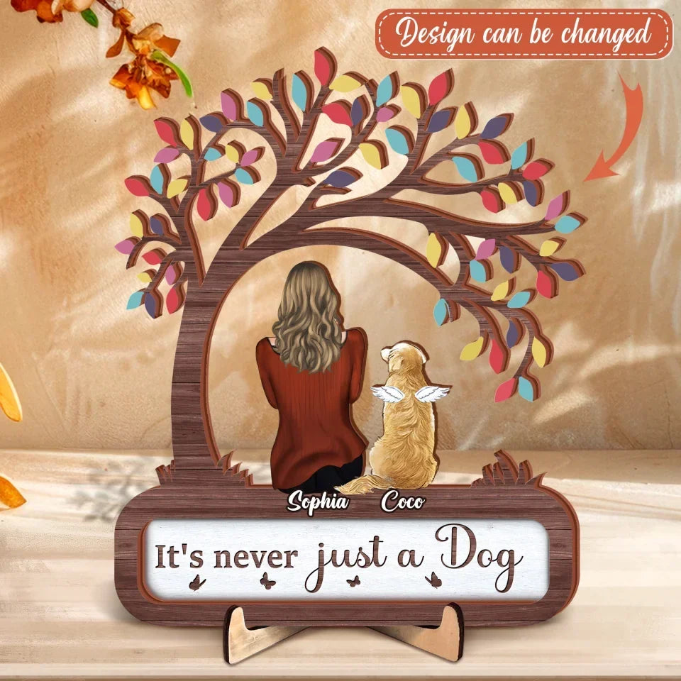 Personalized Memorial Pet Wooden Art - Up to 3 Dogs/Cats/Rabbits - Memorial Gift Idea For Pet Lover - It's Never Just A Dog