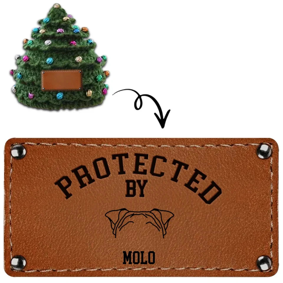 Personalized Christmas Tree Crochet Hat - Christmas Gift For Kids - Protected By Dogs