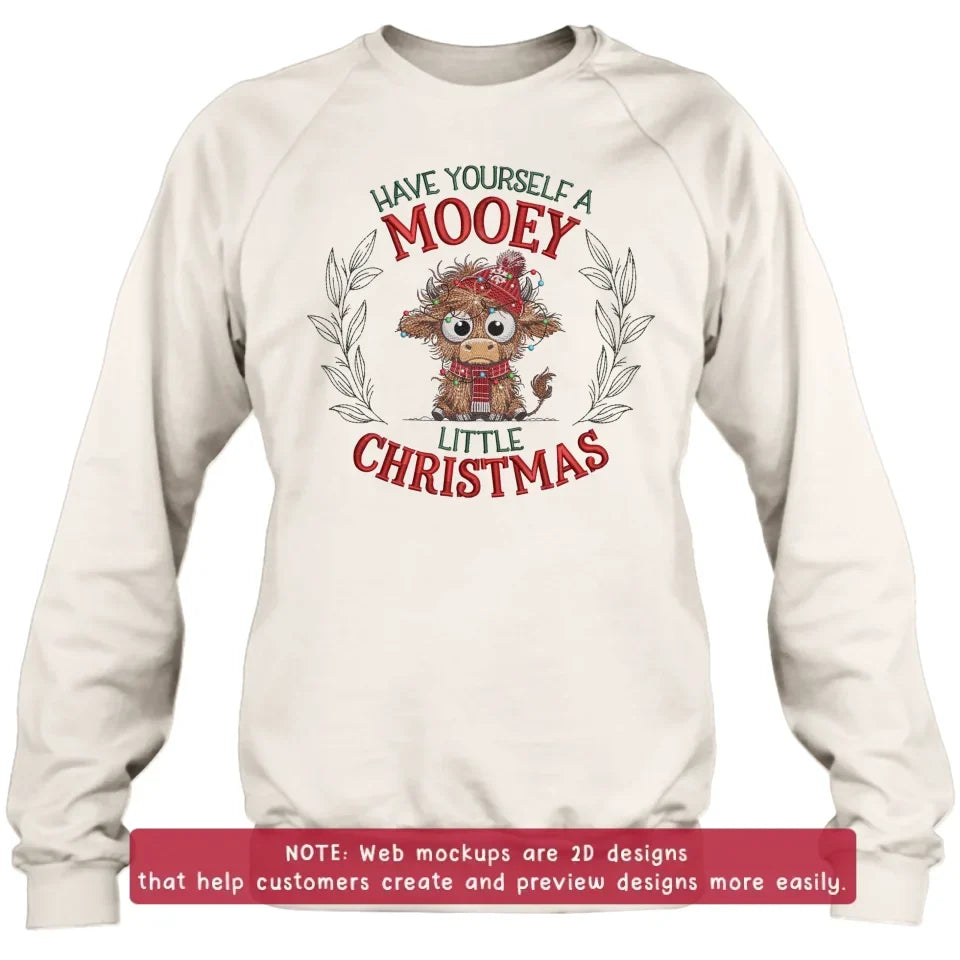Personalized Cow Embroidered Sweatshirt - Gift Idea For Christmas - Have Yourself A Mooey Little Christmas