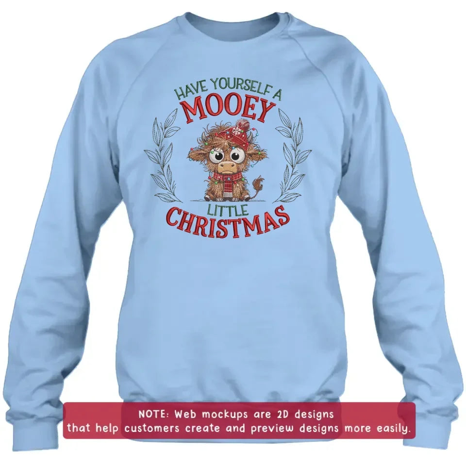 Personalized Cow Embroidered Sweatshirt - Gift Idea For Christmas - Have Yourself A Mooey Little Christmas