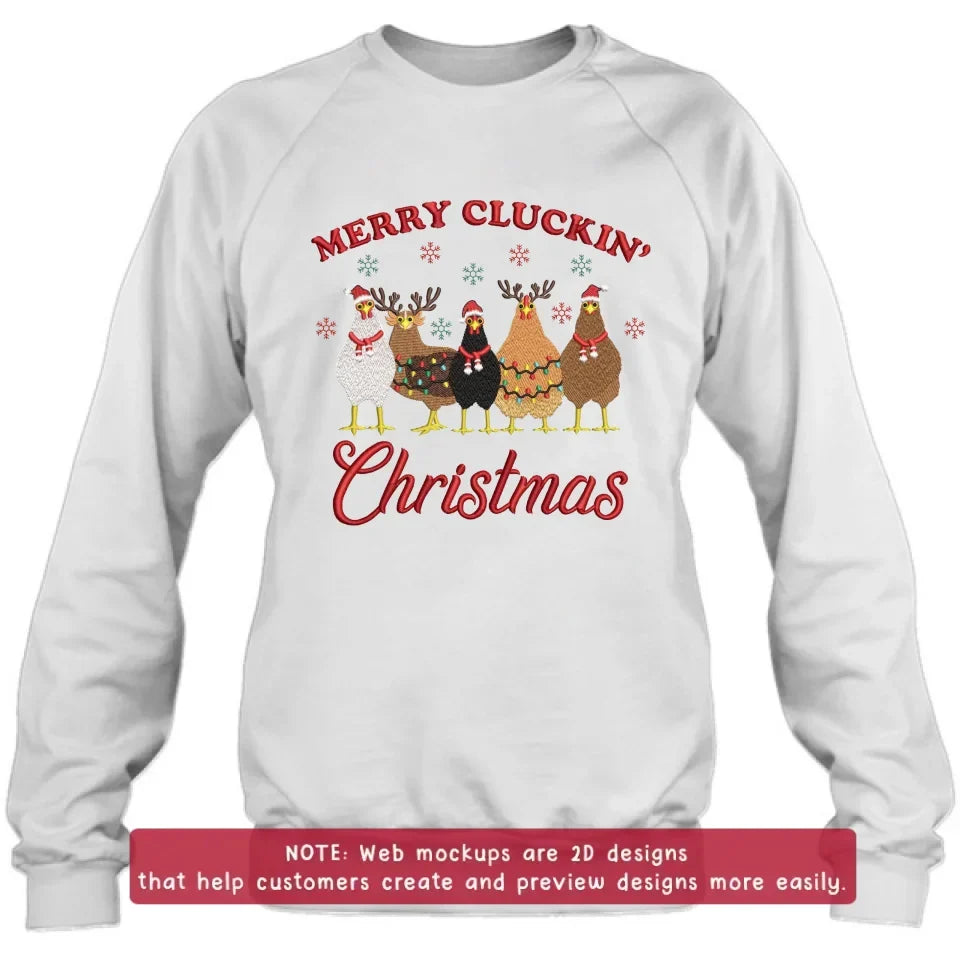 Personalized Cluckin' Christmas Chicken Embroidered Sweatshirt - Gift Idea For Chicken Lover