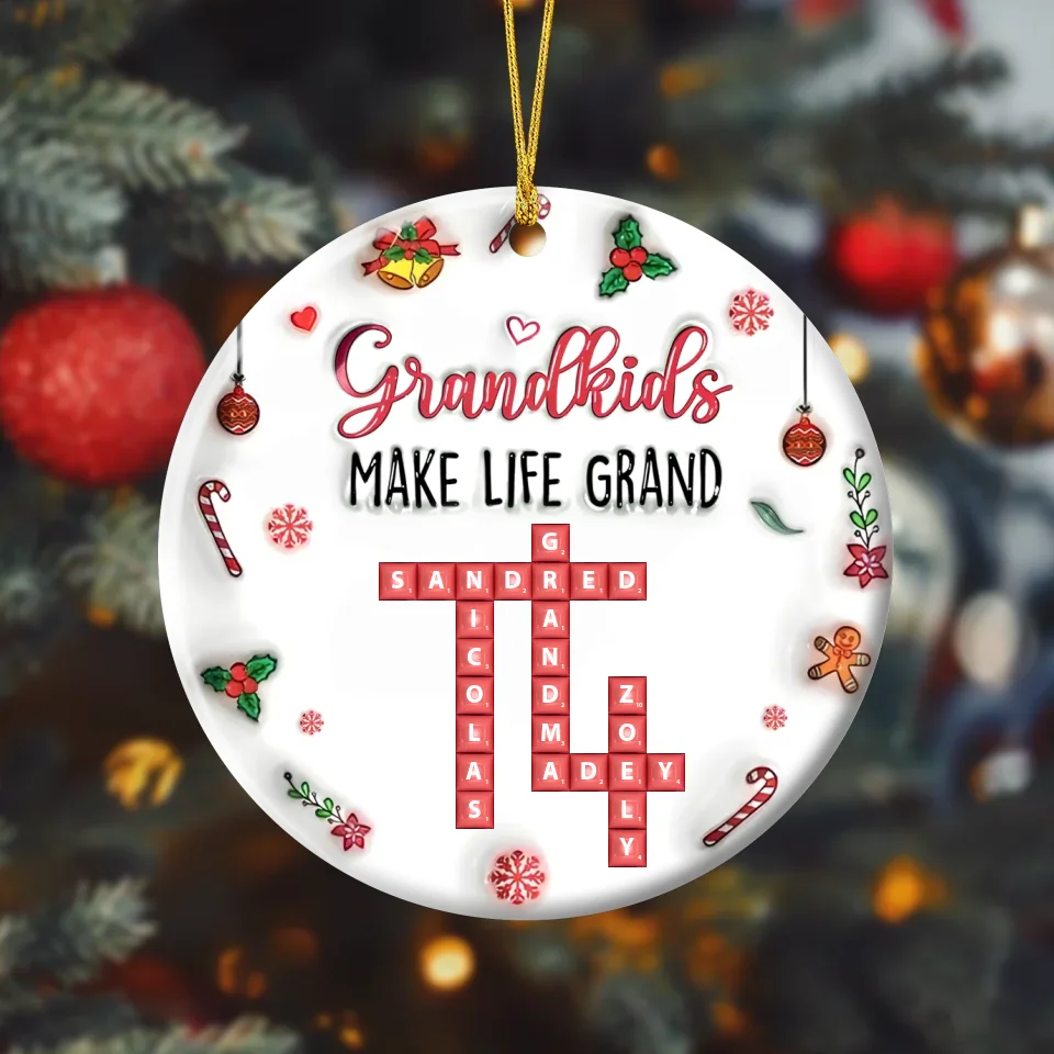 Personalized Grandma Acrylic Ornament - Christmas Gift Idea For Grandma/Grandkid - Grandkids Make Life More Grand