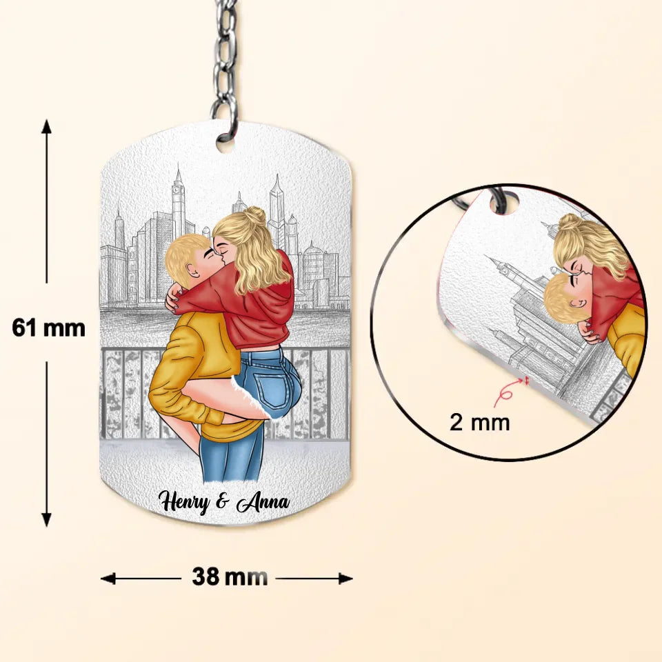 Personalized Couple Aluminum Keychain - Gift Idea For Husband Wife, LGBTQ+/Him Her - The Day I Met You I Found My Missing Piece