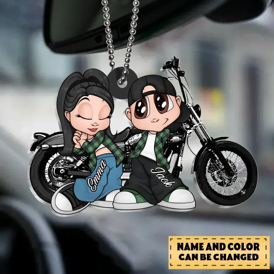 Personalized Chicano Couple Motorcycle Acrylic Keychain - Gift Idea For Couple