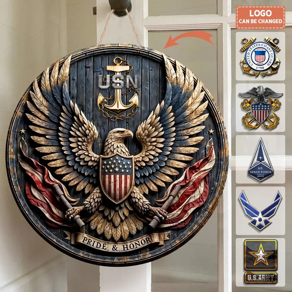 Personalized American Patriot Custom Logo Wooden Sign - Gift Idea For Veteran