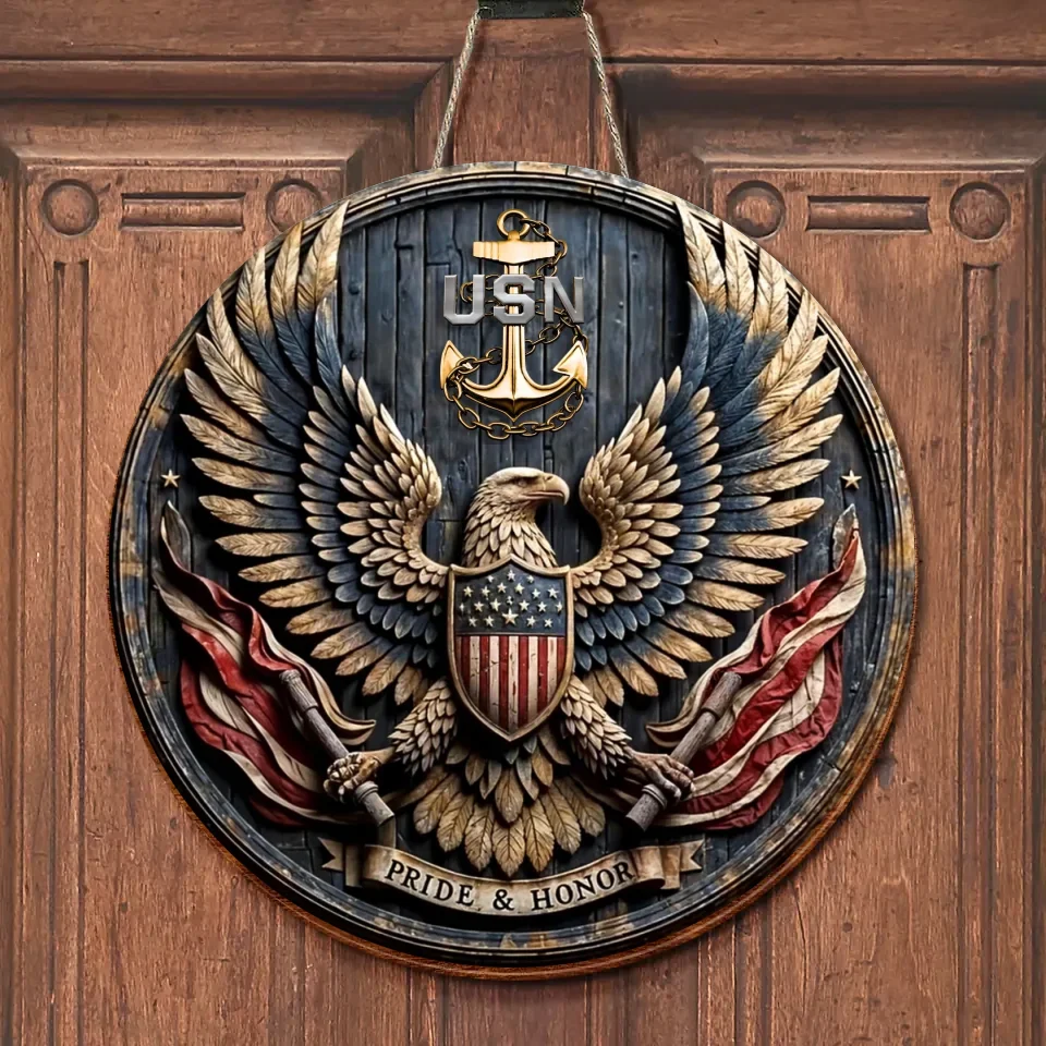 Personalized American Patriot Custom Logo Wooden Sign - Gift Idea For Veteran