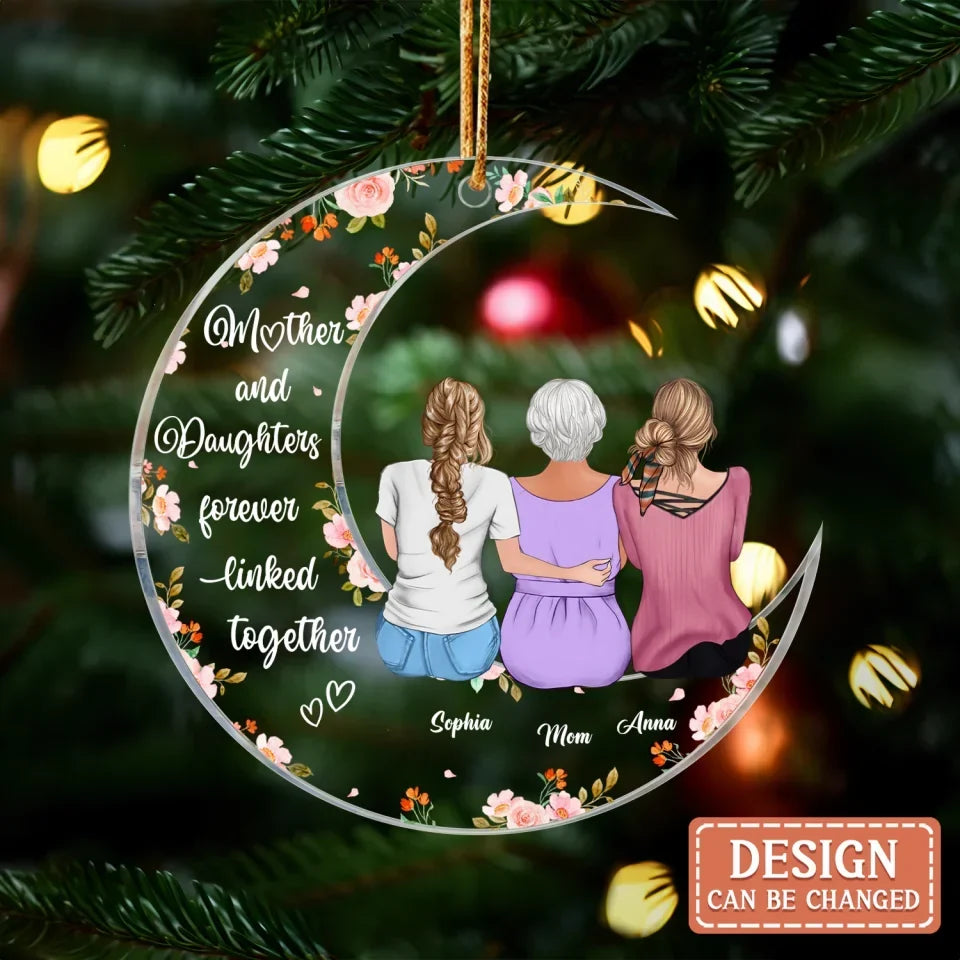 Personalized Mom & Daughter Acrylic Ornament - Gift Idea For Mother - We Love You To The Moon And Back