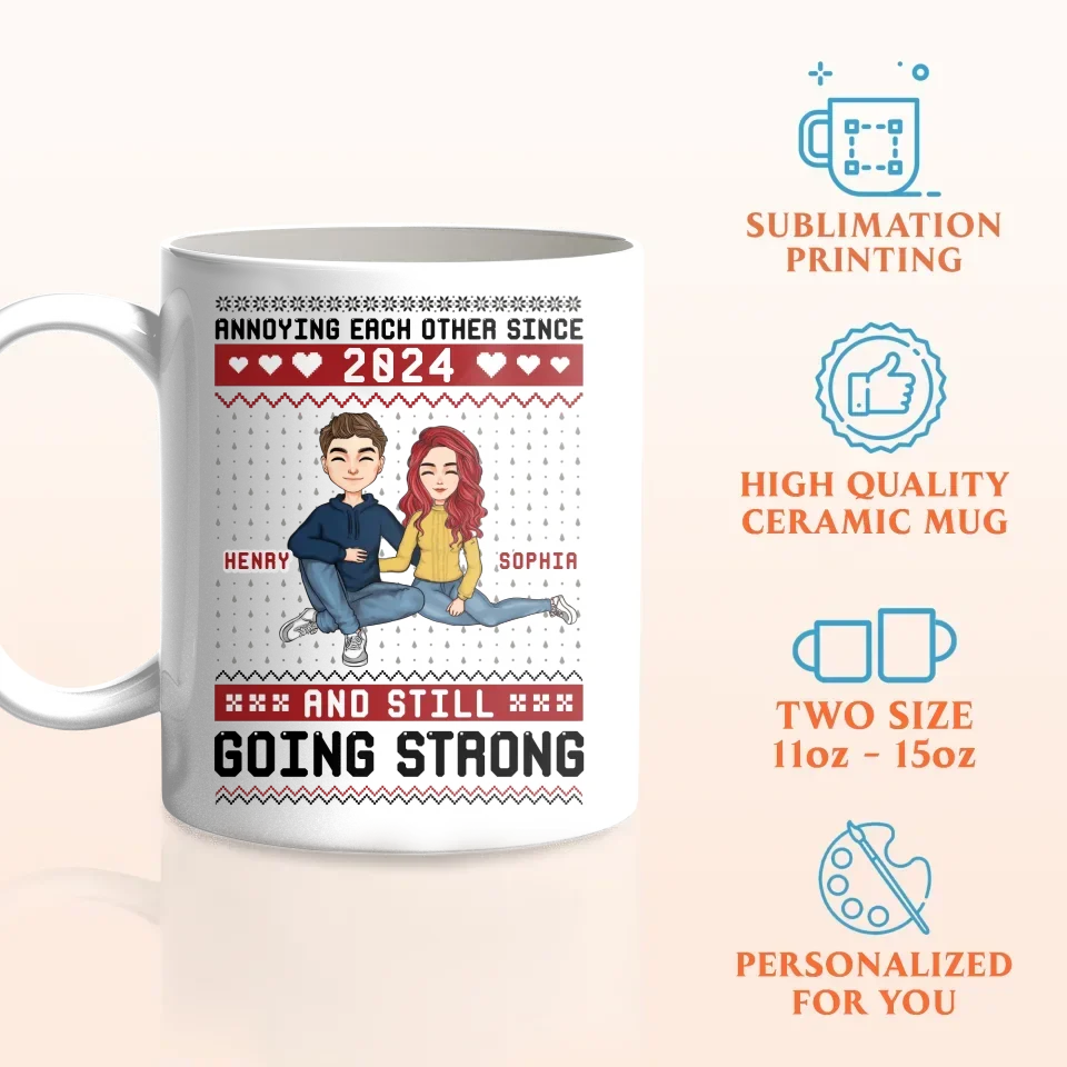 Personalized Couple Coffee Mug - Anniversary Gift Idea For Couple - Annoying Each Other Since 2024 And Still Going Strong