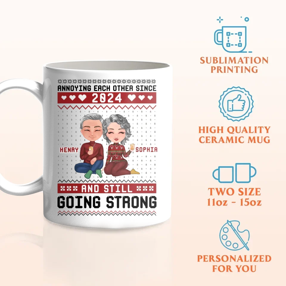 Personalized Couple Coffee Mug - Anniversary/Christmas Gift Idea For Couple - Annoying Each Other For 40 Years And Still Going Strong