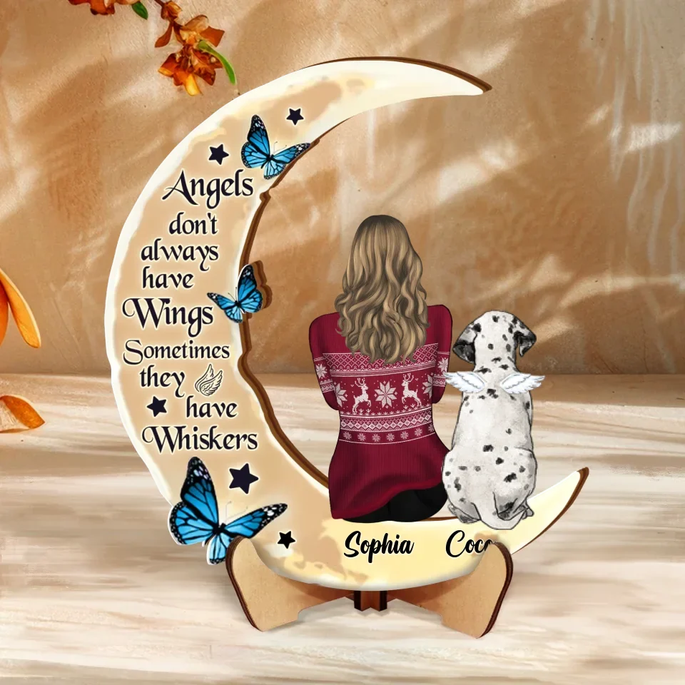 Personalized Memorial Dog Moon Shaped Wooden Art - Memorial Gift Idea for Cat/Dog Lover - You Were My Favorite Hello And My Hardest Goodbye