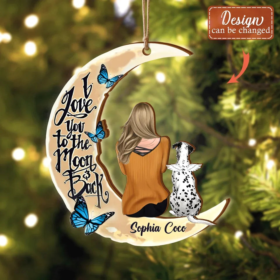 Personalized Memorial Dog Moon Shaped Wooden Ornament - Memorial Gift Idea for Cat/Dog Lover - You Were My Favorite Hello And My Hardest Goodbye